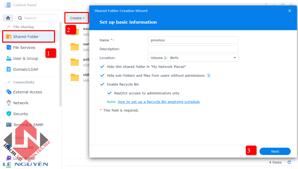 Kích hoạt NFS Share trên DSM Synology để backup máy ảo Proxmox