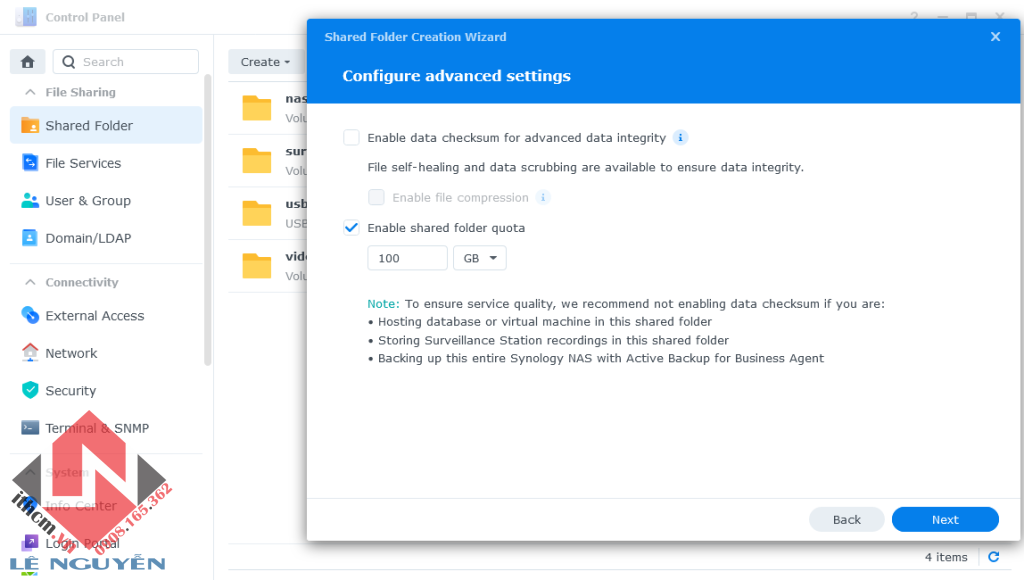 Kích hoạt NFS Share trên DSM Synology để backup máy ảo Proxmox