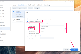 Cài đặt IP tĩnh cho NAS Synology / Xpenology