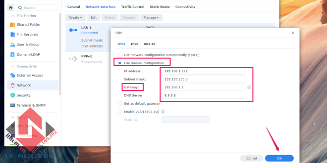 Cài đặt IP tĩnh cho NAS Synology / Xpenology