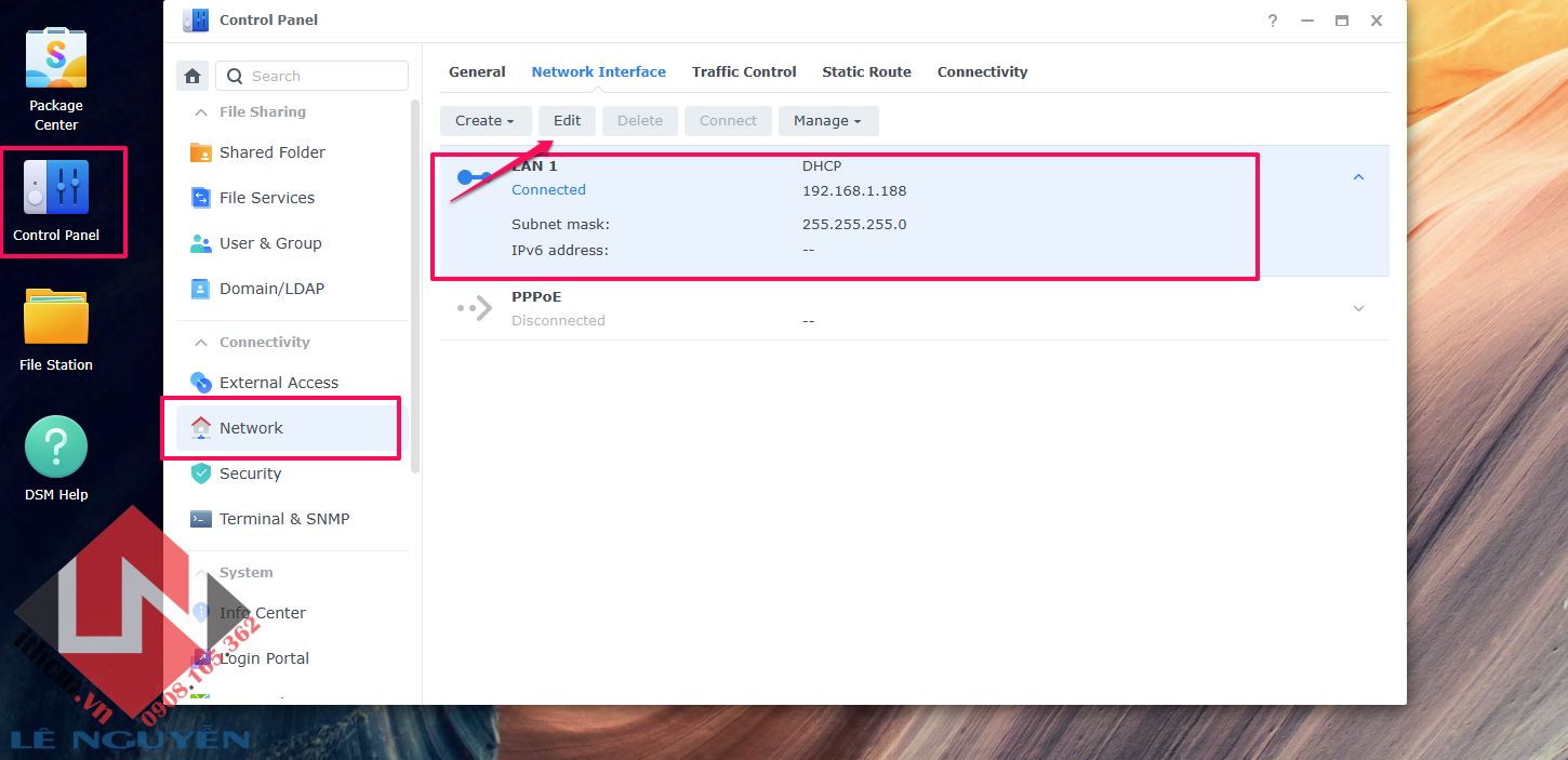 Cài đặt IP tĩnh cho NAS Synology / Xpenology