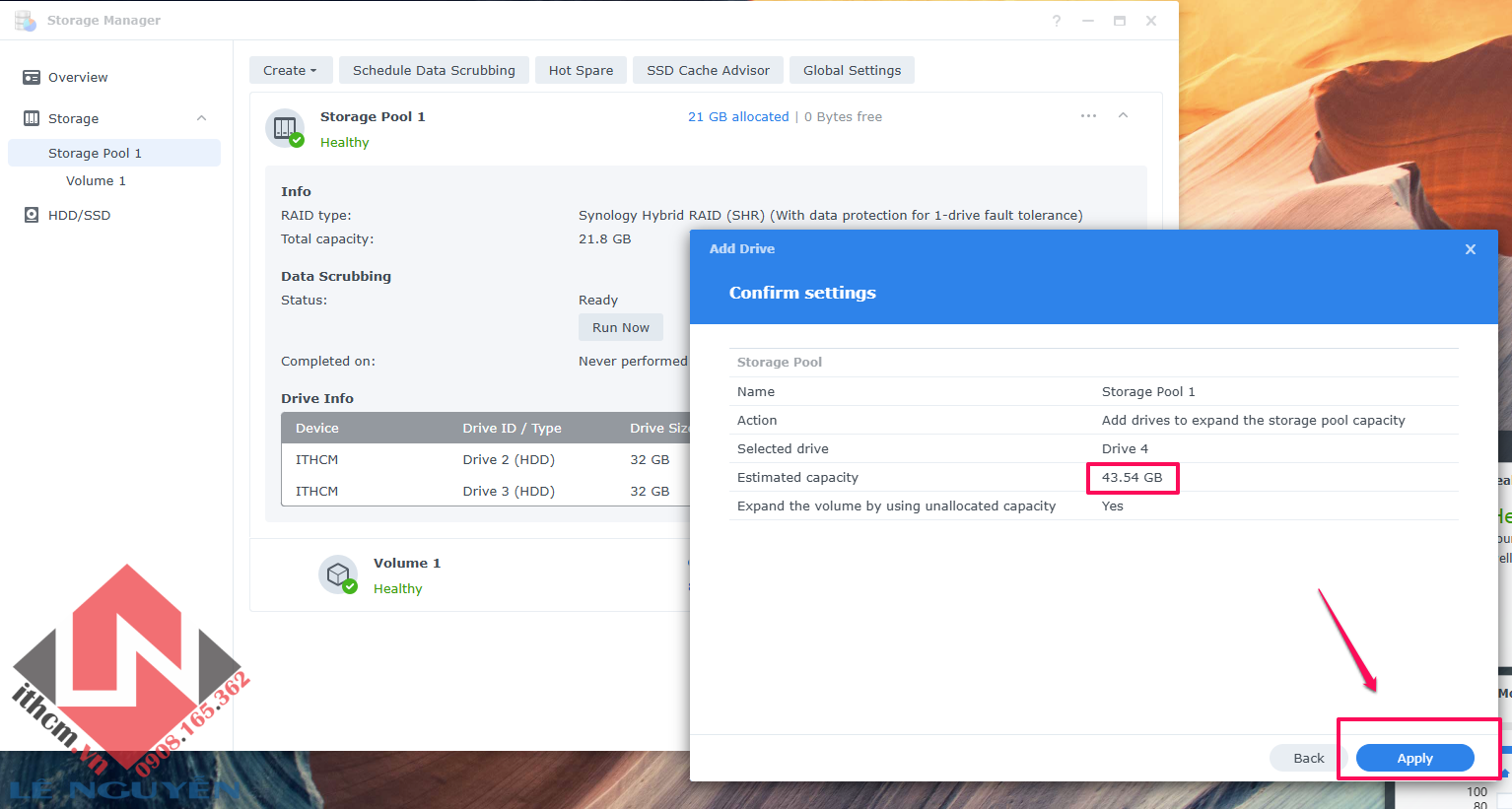 Hướng dẫn cấu hình khi lắp thêm ổ cứng thứ 2, 3, 4 vào NAS Synology/ Xpenology