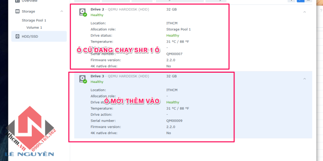 Hướng dẫn cấu hình khi lắp thêm ổ cứng thứ 2, 3, 4 vào NAS Synology/ Xpenology