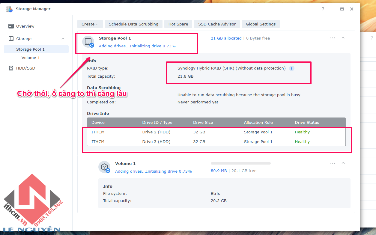 Hướng dẫn cấu hình khi lắp thêm ổ cứng thứ 2, 3, 4 vào NAS Synology/ Xpenology