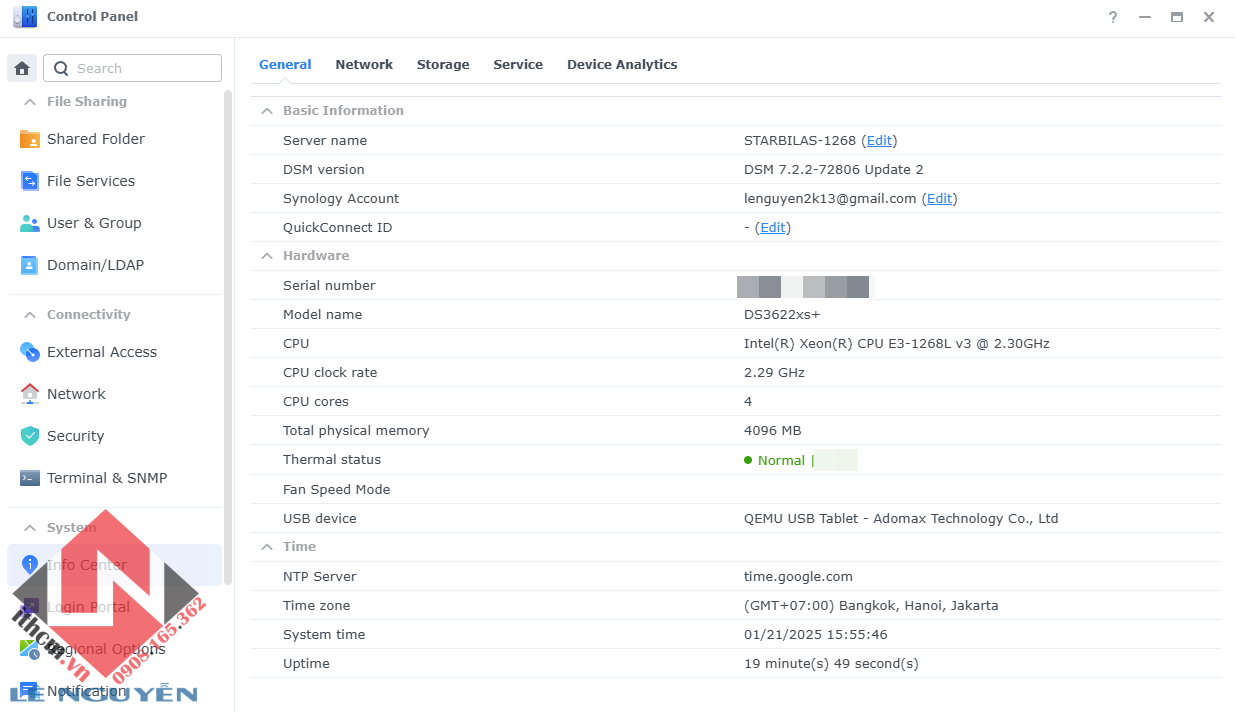 KHOE - Starbilas CPU Xeon 1268L 4C/8T R. ECC 16gb chạy Promox NVME, VM NAS Xpenology Passthrough 6 SATA