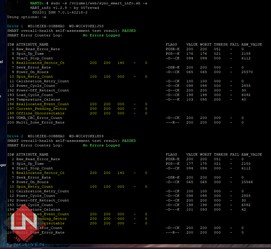 Hướng Dẫn Kiểm Tra SMART INFO HDD/SSD Trên NAS Synology/ Xpenology