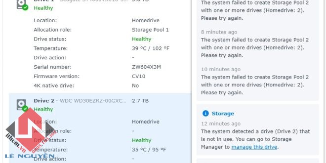 Cảnh báo và giải thích: Load Cycle Count, Park Head — vì sao Synology DSM không cho tạo Pool 1 Cảnh báo và giải thích: Load Cycle Count, Park Head — vì sao Synology DSM không cho tạo Pool