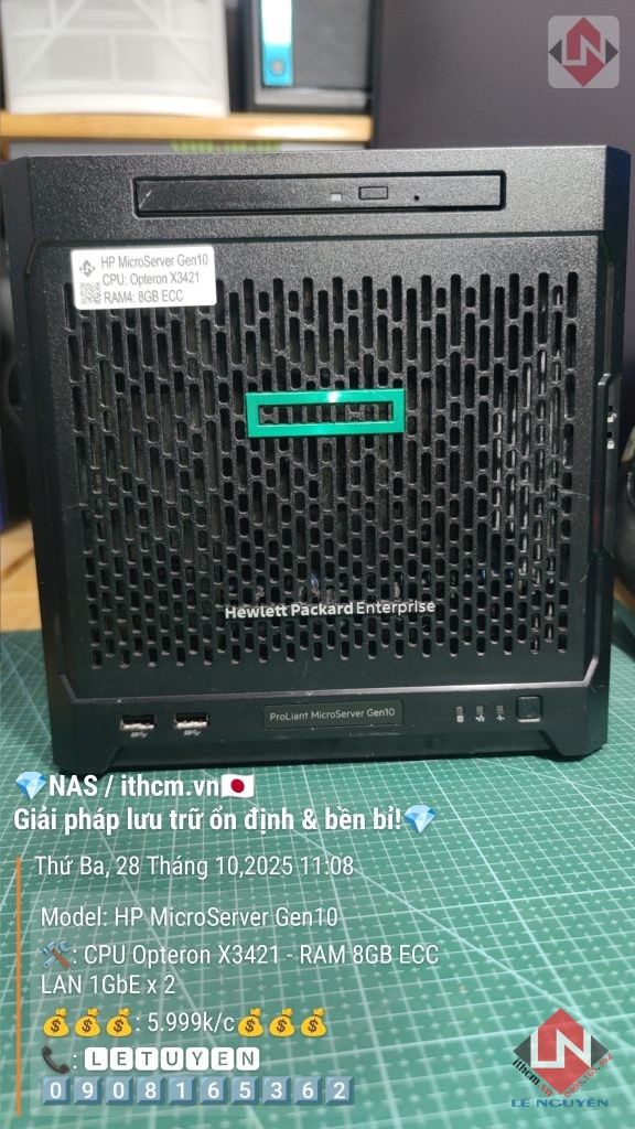HP MicroServer Gen10 X3421 - NAS mini bền bỉ lý tưởng làm NAS tại nhà