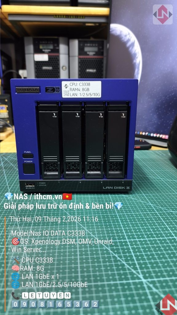 NAS IO-DATA C3338 10Gbe Blue chạy DSM SYNOLOGY