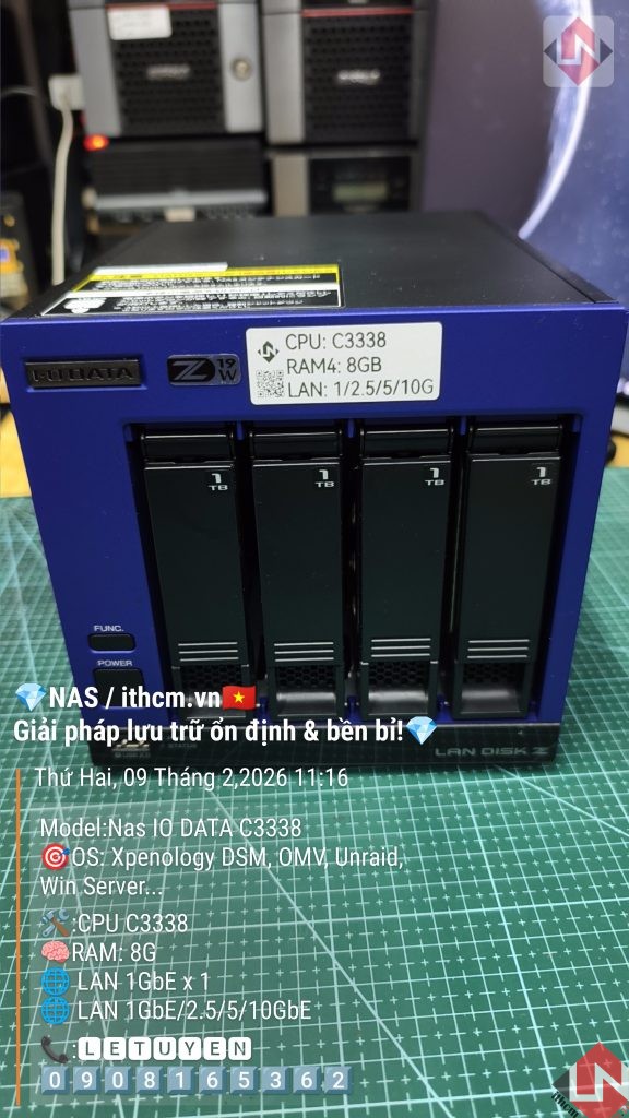 NAS IO-DATA C3338 10Gbe Blue chạy DSM SYNOLOGY