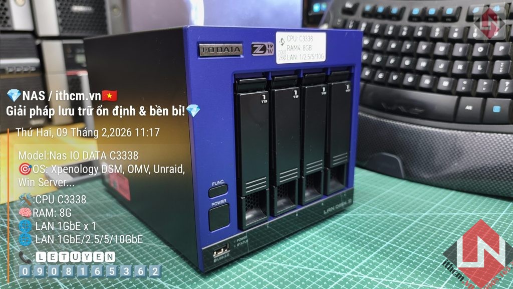 NAS IO-DATA C3338 10Gbe Blue chạy DSM SYNOLOGY