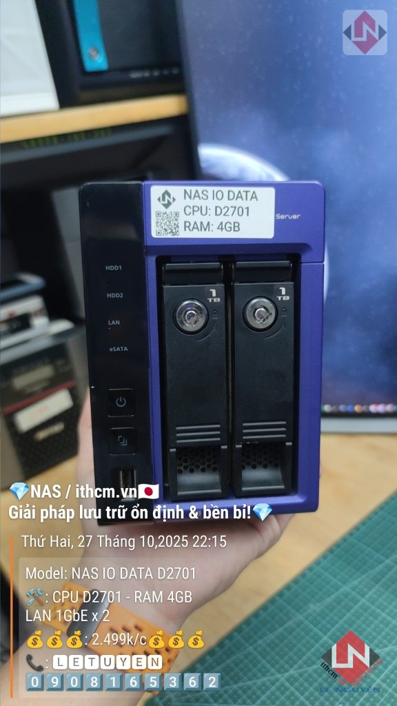 Nas IO DATA D2701 2-bay HDD chạy Xpenology