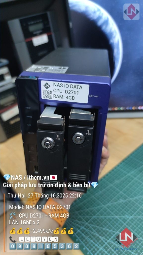 Nas IO DATA D2701 2-bay HDD chạy Xpenology