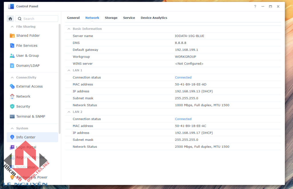 NAS IO-DATA C3338 10Gbe Blue chạy DSM SYNOLOGY