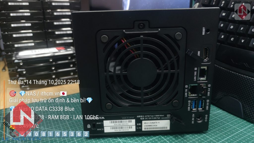 NAS IO-DATA C3338 10Gbe Blue chạy DSM SYNOLOGY