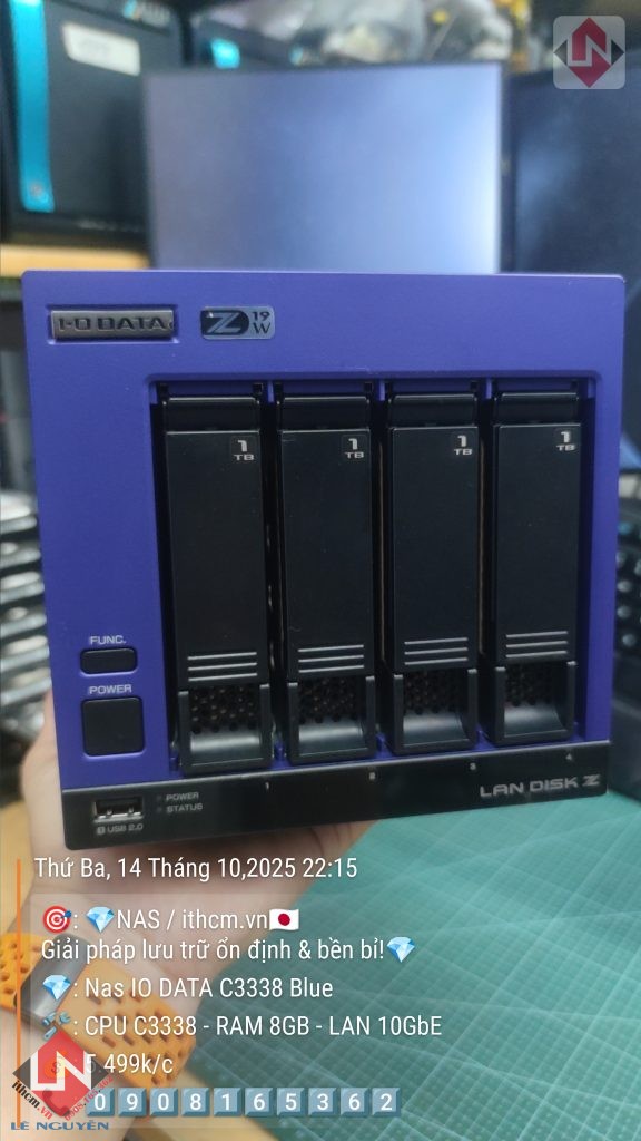 NAS IO-DATA C3338 10Gbe Blue chạy DSM SYNOLOGY
