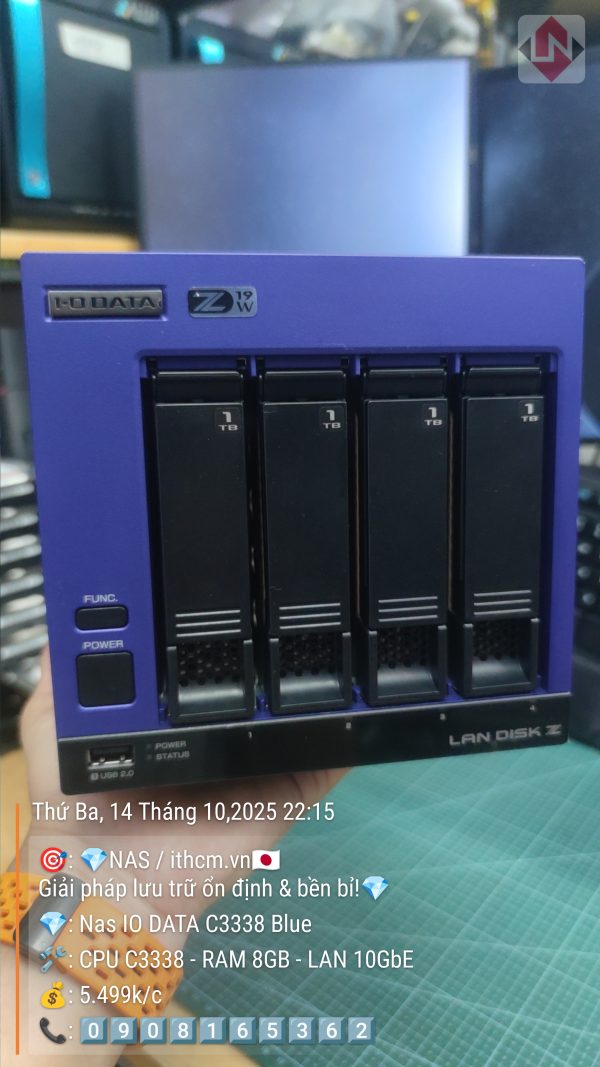 NAS IO-DATA C3338 10Gbe Blue chạy DSM SYNOLOGY