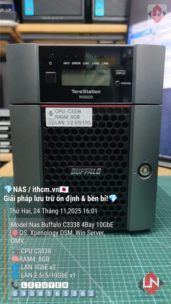 NAS Buffalo 10GbE C3338 4Bay 8G – chạy mượt DSM Xpenology