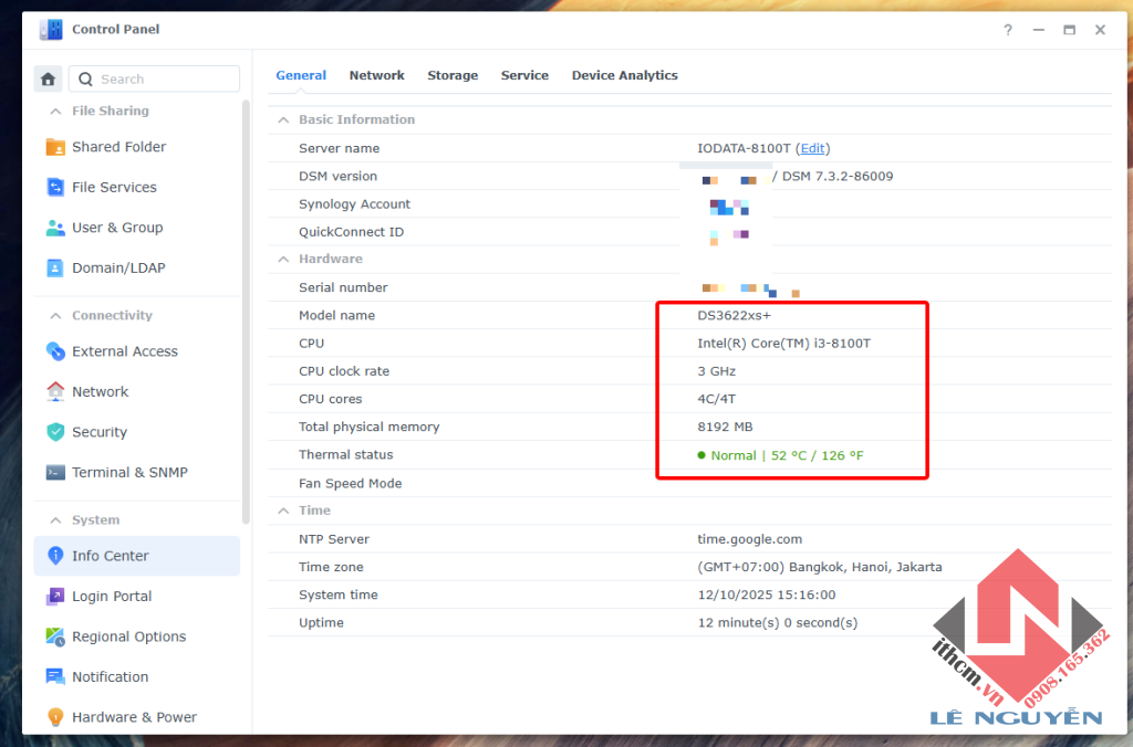 NAS IO DATA I3 8100T 2-BAY chạy OS DSM XPENOLOGY, Windows Server