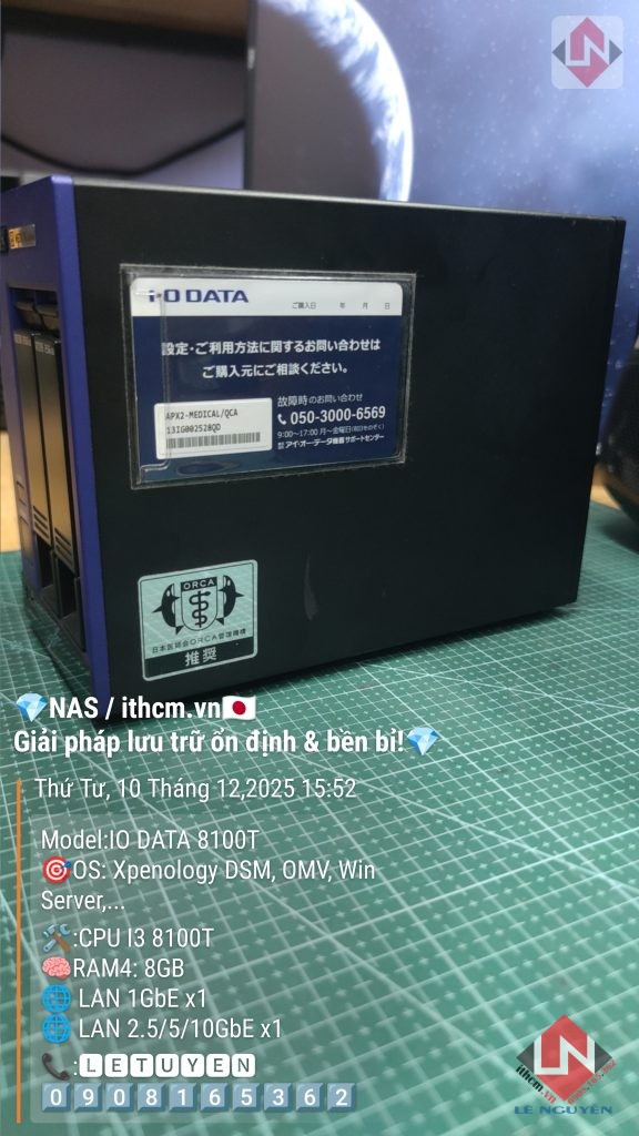 NAS IO DATA I3 8100T 2-BAY chạy OS DSM XPENOLOGY, Windows Server