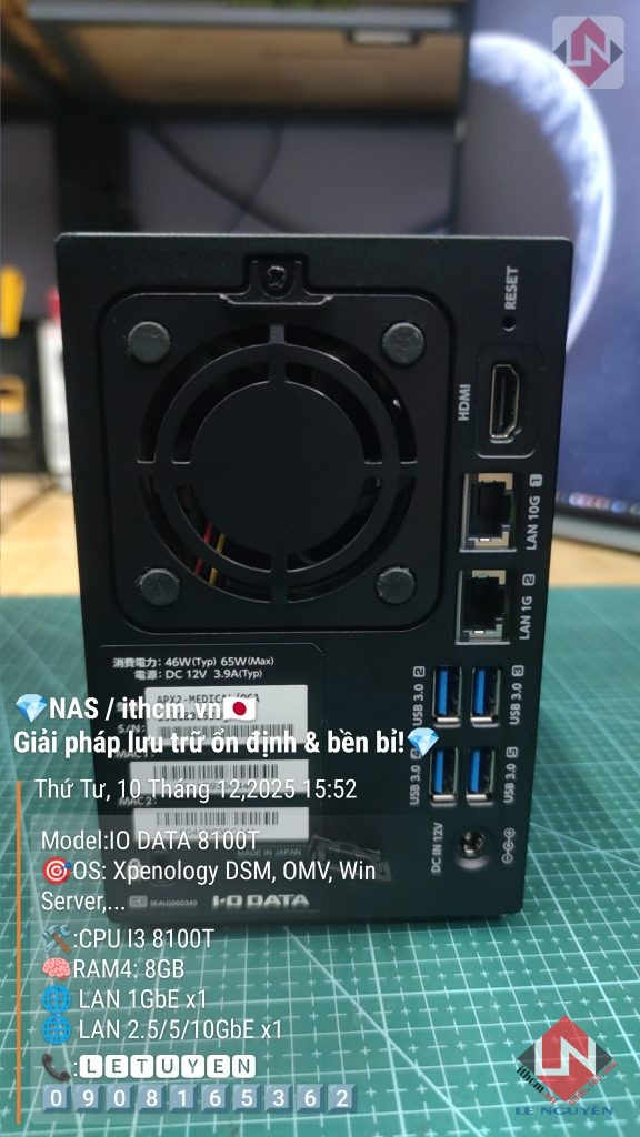 NAS IO DATA I3 8100T 2-BAY chạy OS DSM XPENOLOGY, Windows Server