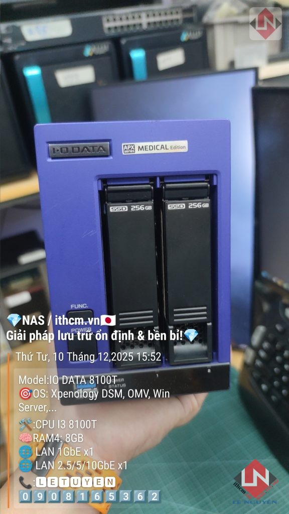 NAS IO DATA I3 8100T 2-BAY chạy OS DSM XPENOLOGY, Windows Server