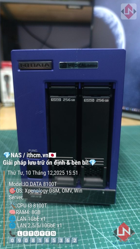 NAS IO DATA I3 8100T 2-BAY chạy OS DSM XPENOLOGY, Windows Server 22 NAS IO DATA I3 8100T 2-BAY chạy OS DSM XPENOLOGY, Windows Server