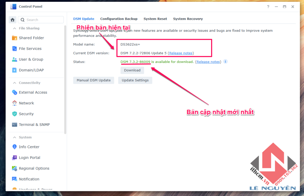 Xử lý & hỗ trợ AE Update lên DSM 7.3 bị mất kết nối đến NAS SYNOLOGY