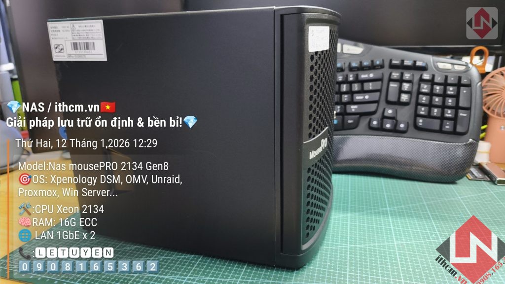 Máy chủ Mini MousePro 2134 phù hợp chạy NAS Xpenology, ảo hóa Proxmox