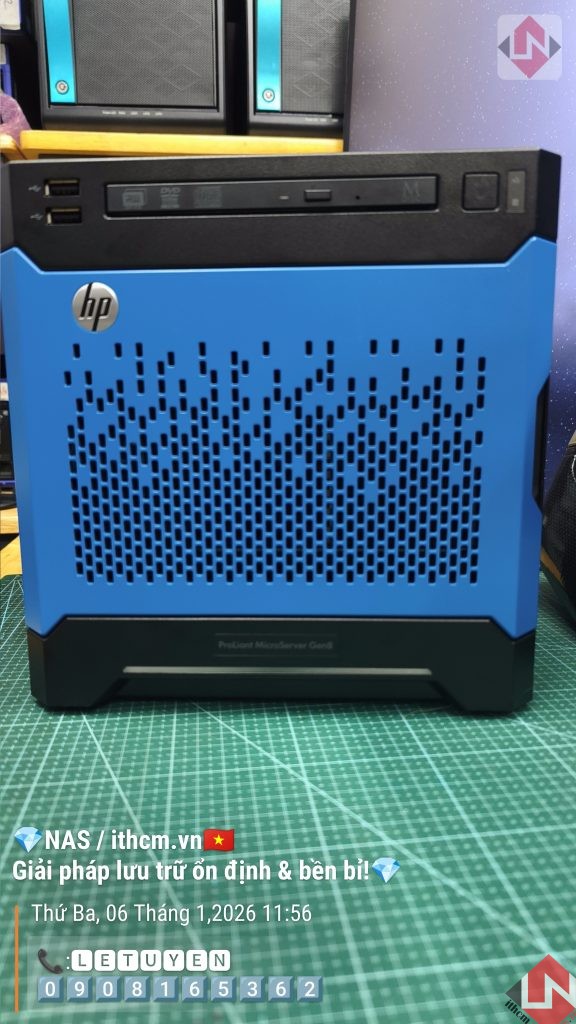Nas Hp Microserver Gen8 Xeon 1220 - version Blue- chạy NAS Xpenology / TrueNas / Unraid