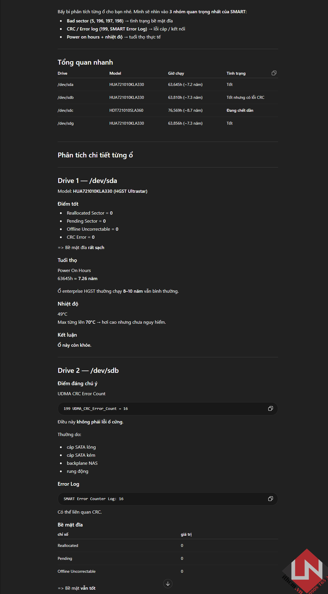 Hướng dẫn kiểm tra sức khỏe ổ cứng trên NAS Synology / Xpenology