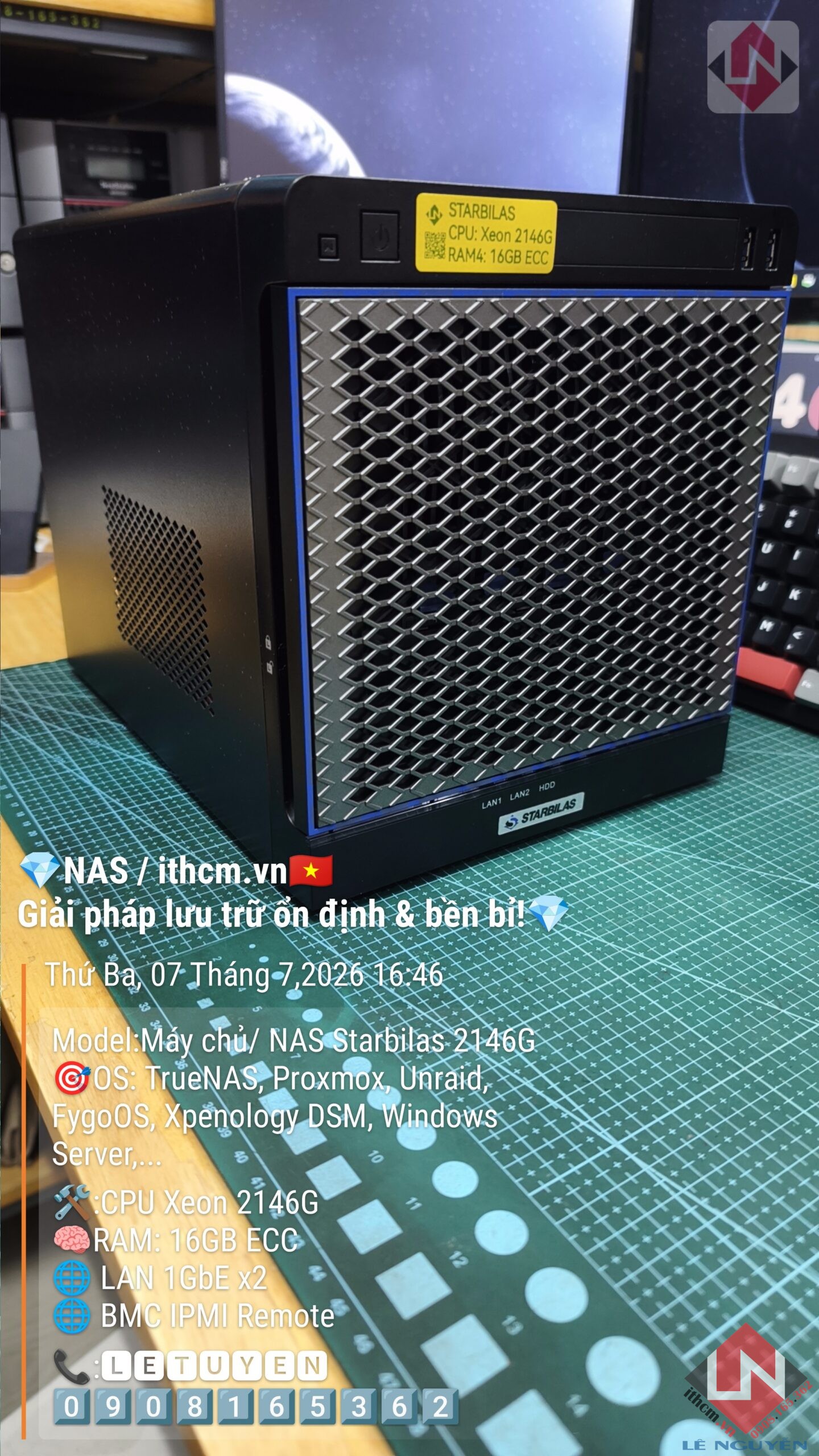 Máy chủ Mini Promox / Nas Starbilas 2146G chạy Proxmox, Nas, Unraid, TrueNas